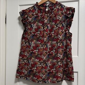 SHEIN Multicolor Floral Ruffle Blouse